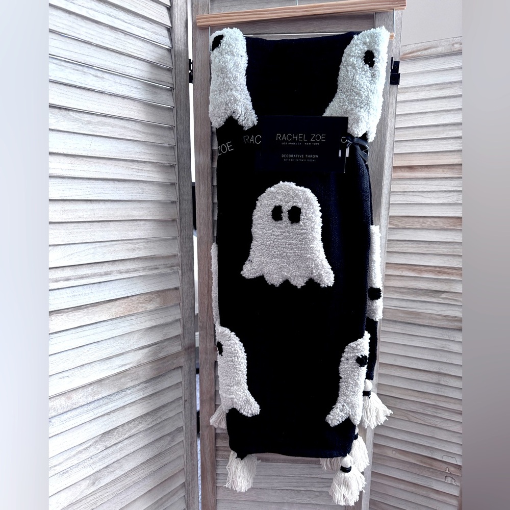 Rachel Zoe Black Throw with White Ghosts!